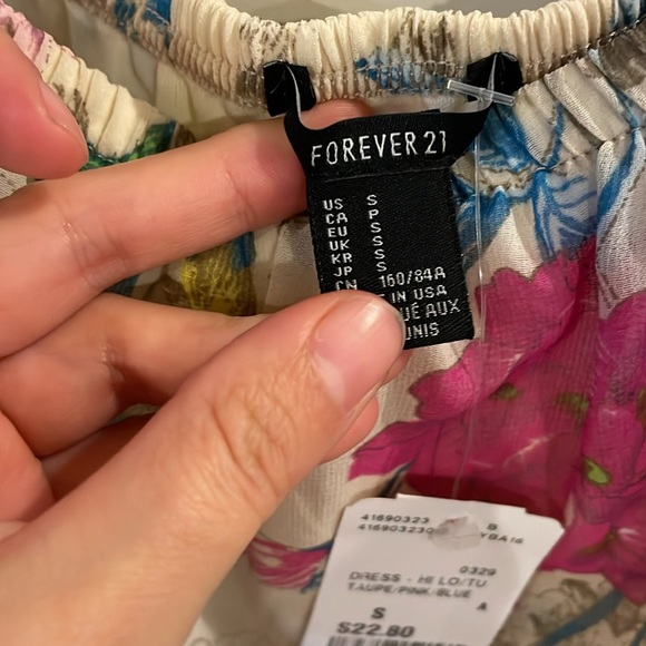 Womens New Forever 21 Hi-Low Strapless Tube Floral Chiffon Dress - Picture 5 of 6